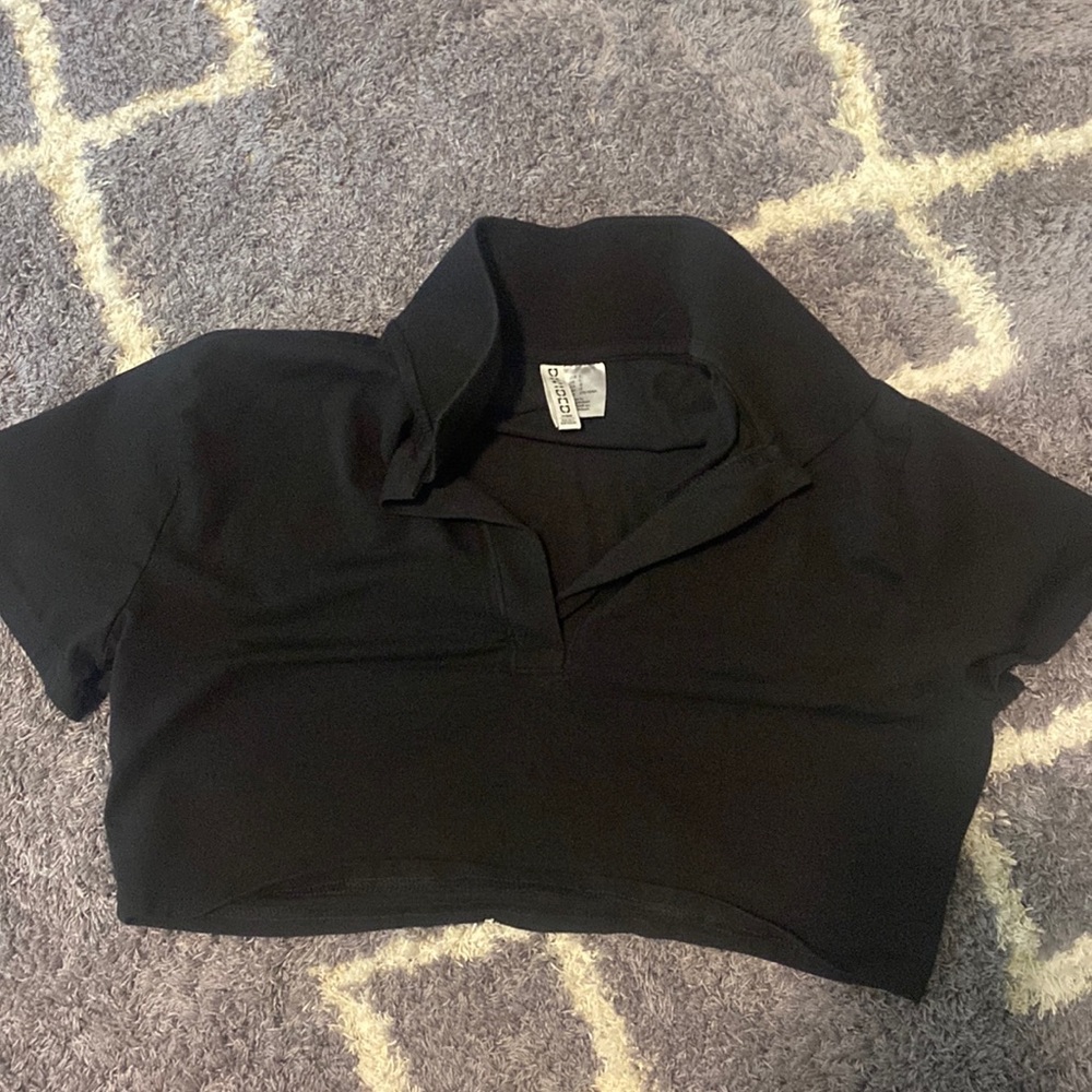 3/$8 Cropped Black Polo